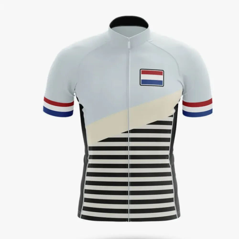 Netherlands S3 Cycling Jersey Modern Stripes White/Black/Red