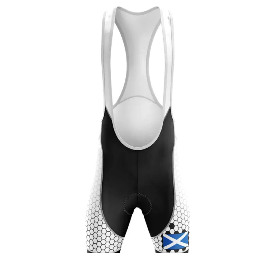 Scotland V5 Cycling Bibs Hexagon Pattern Black/White/Blue