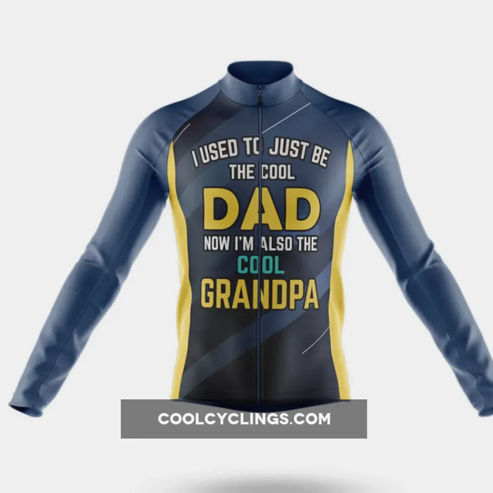 Cool Dad Cool Grandpa Long Sleeve Cycling Jersey Navy/Yellow/Black