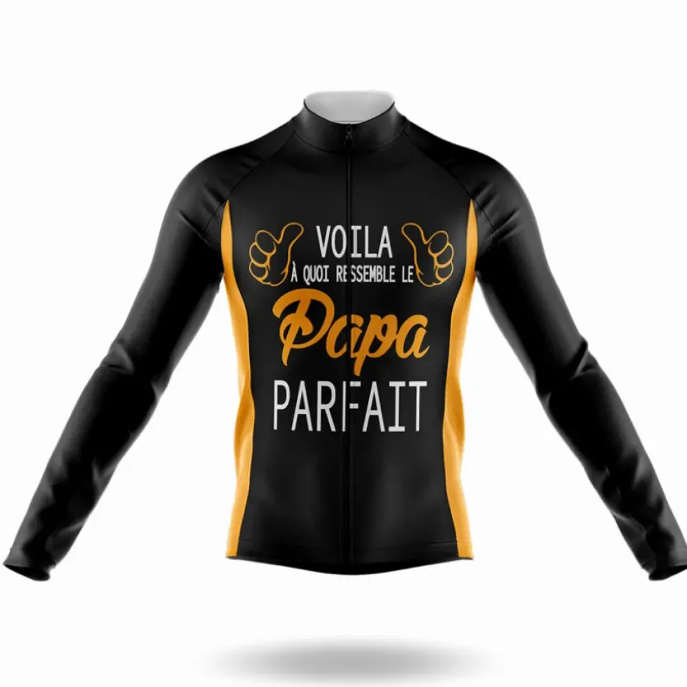 Perfect Dad Long Sleeve Cycling Jersey Black/Gold/White