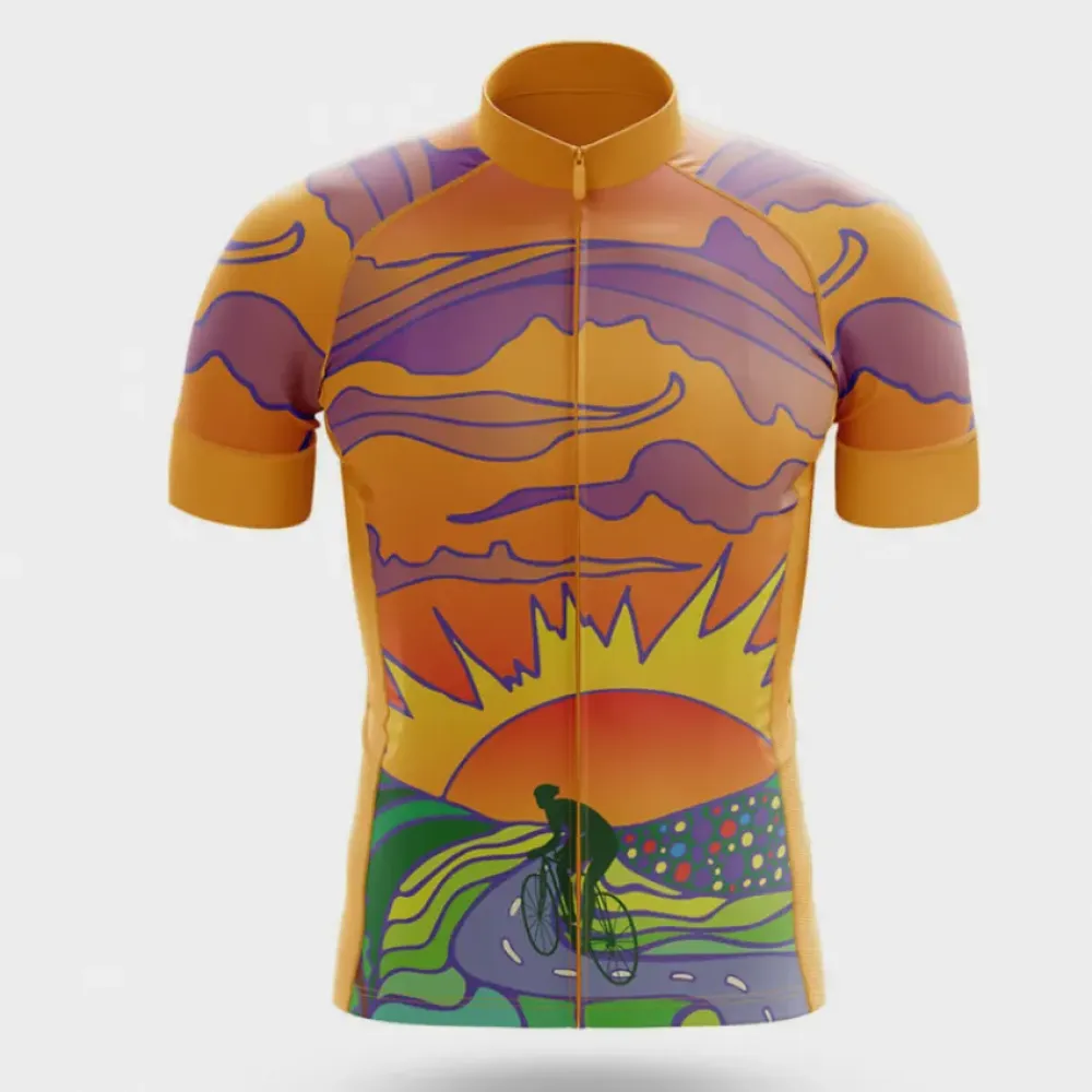 Psychedelic Cycling Jersey Abstract Orange/Purple/Green
