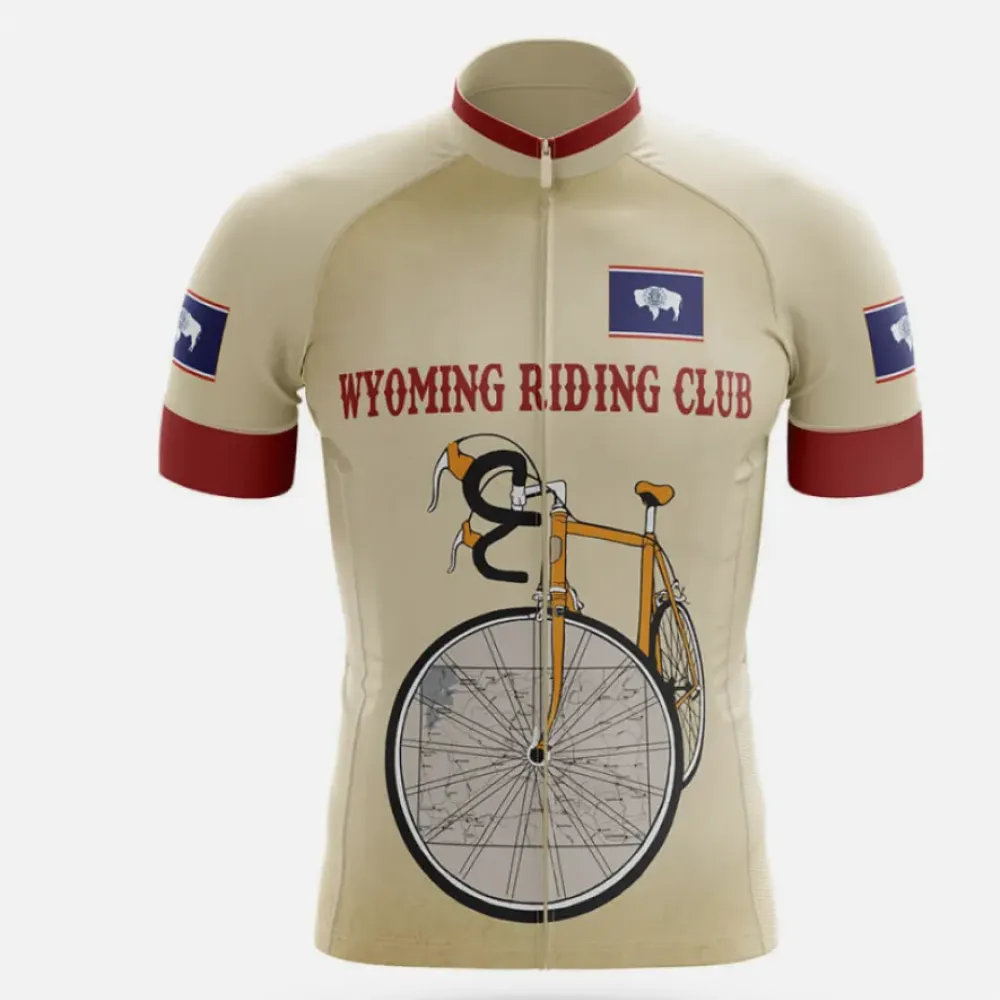 Wyoming Riding Club Cycling Jersey Vintage Style Beige/Burgundy/Blue