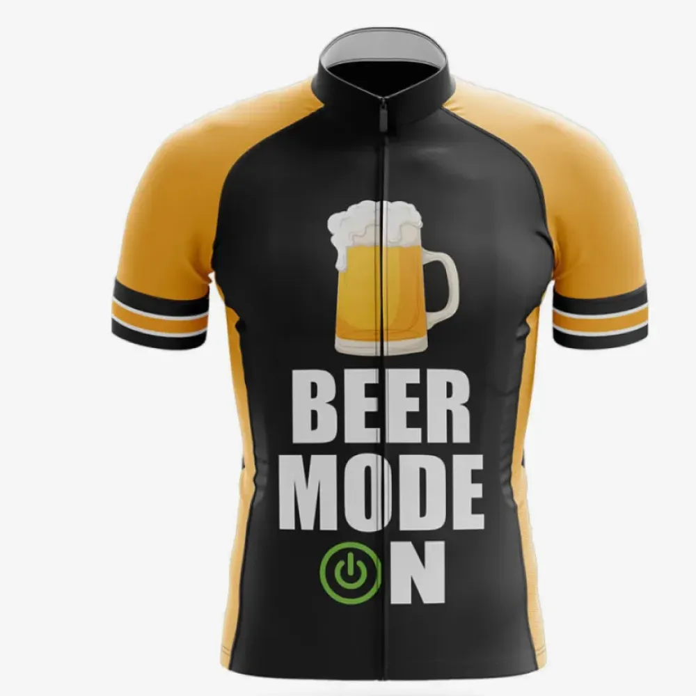 Cycling Jersey Beer Mode On Black/Yellow/Gold