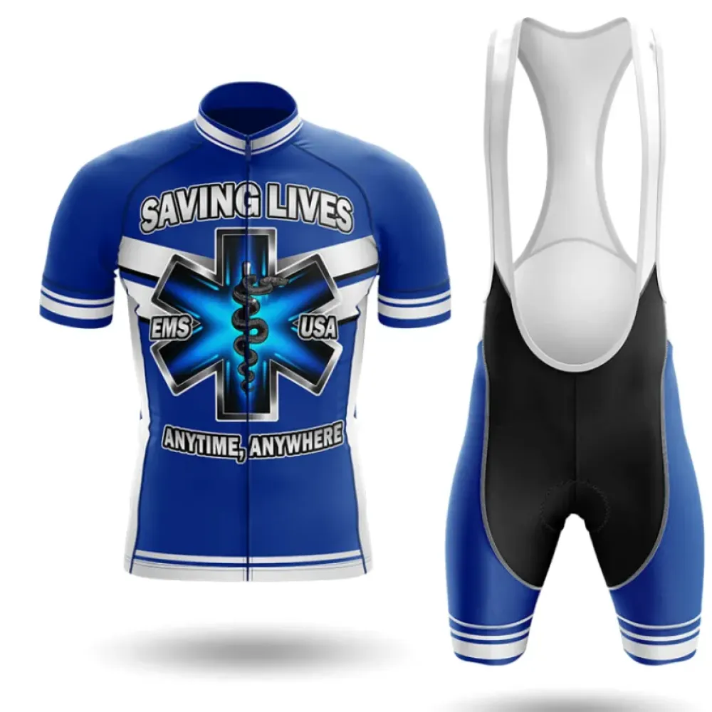 EMS Saving Lives Cycling Kit Blue/White/Black