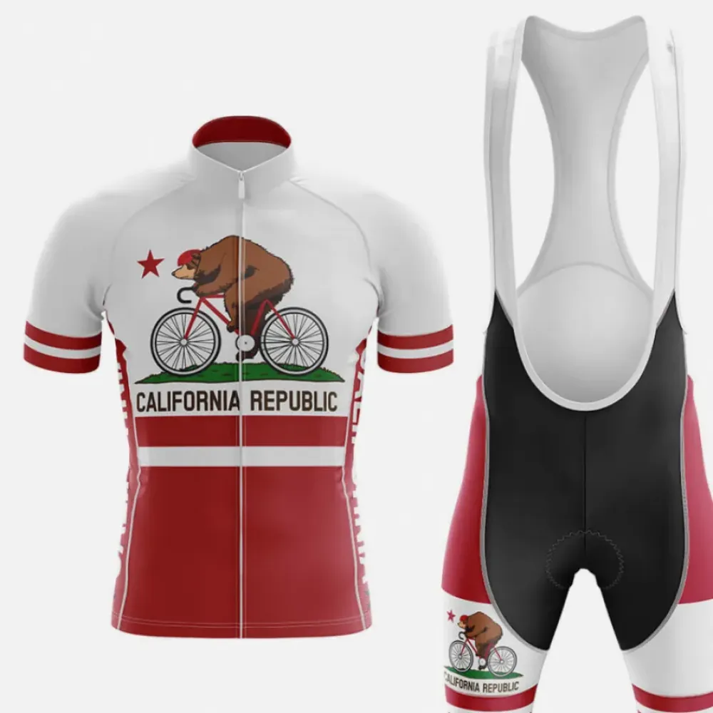 California Republic Cycling Kit Bear Riding Bike Red/White/Black