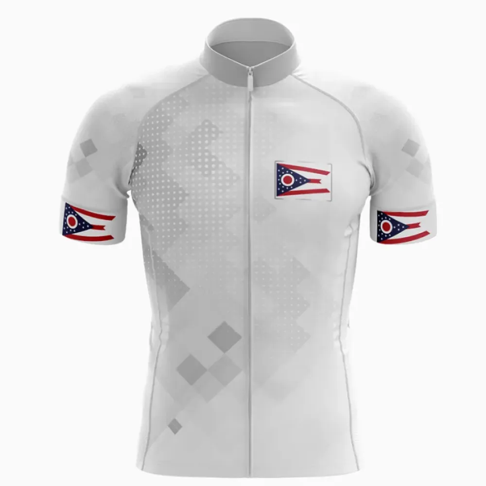 Ohio Cycling Jersey American Flag White/Red/Grey