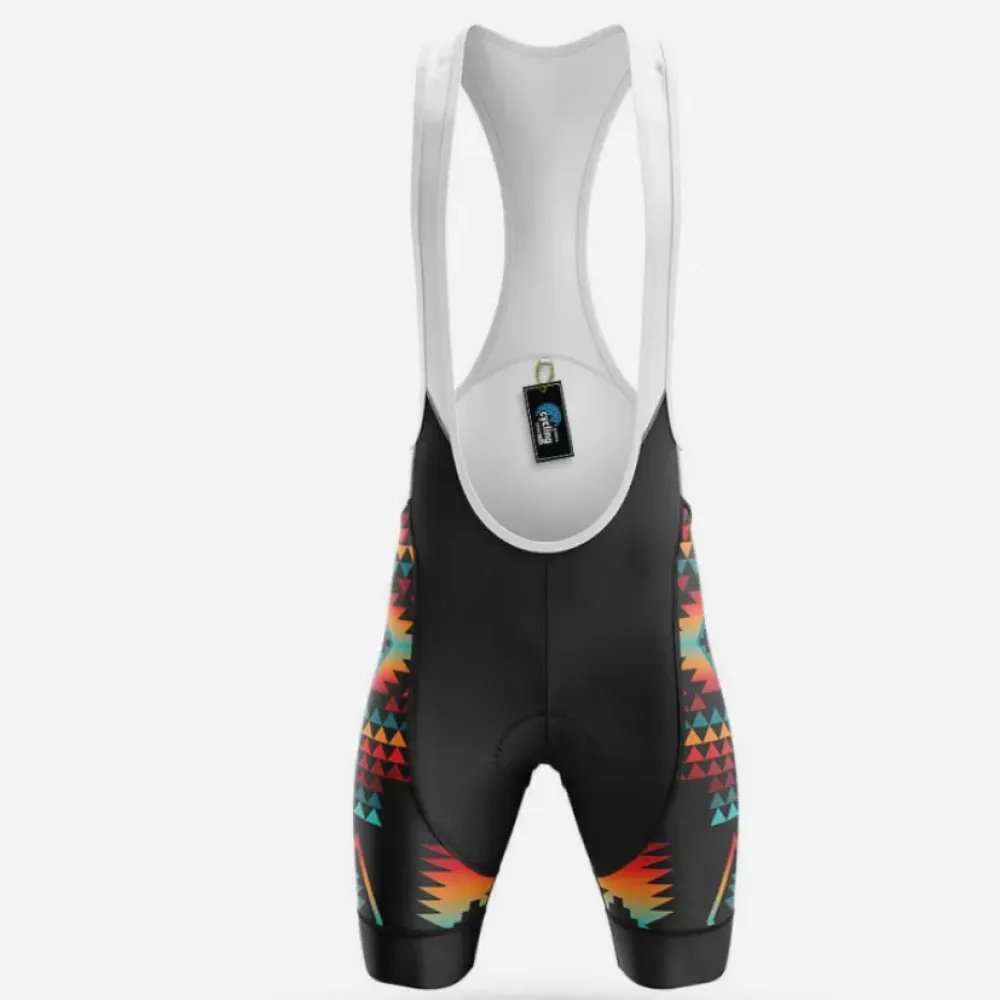 Cycling Bibs Native American Pattern Black/Orange/Green