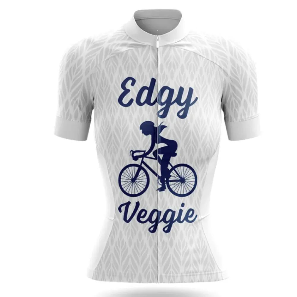 Edgy Veggie Women Cycling Jersey White/Navy/Grey