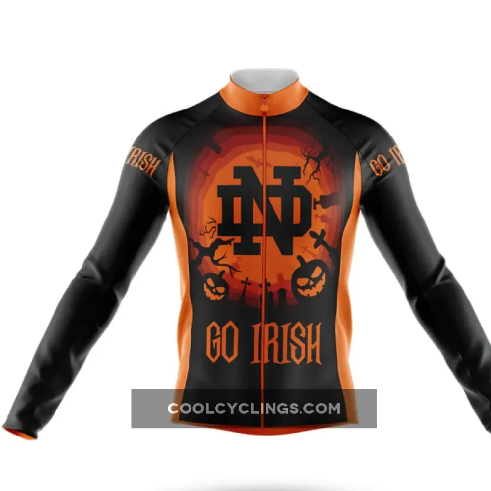 Halloween Irish Long Sleeve Cycling Jersey Orange/Black/Brown