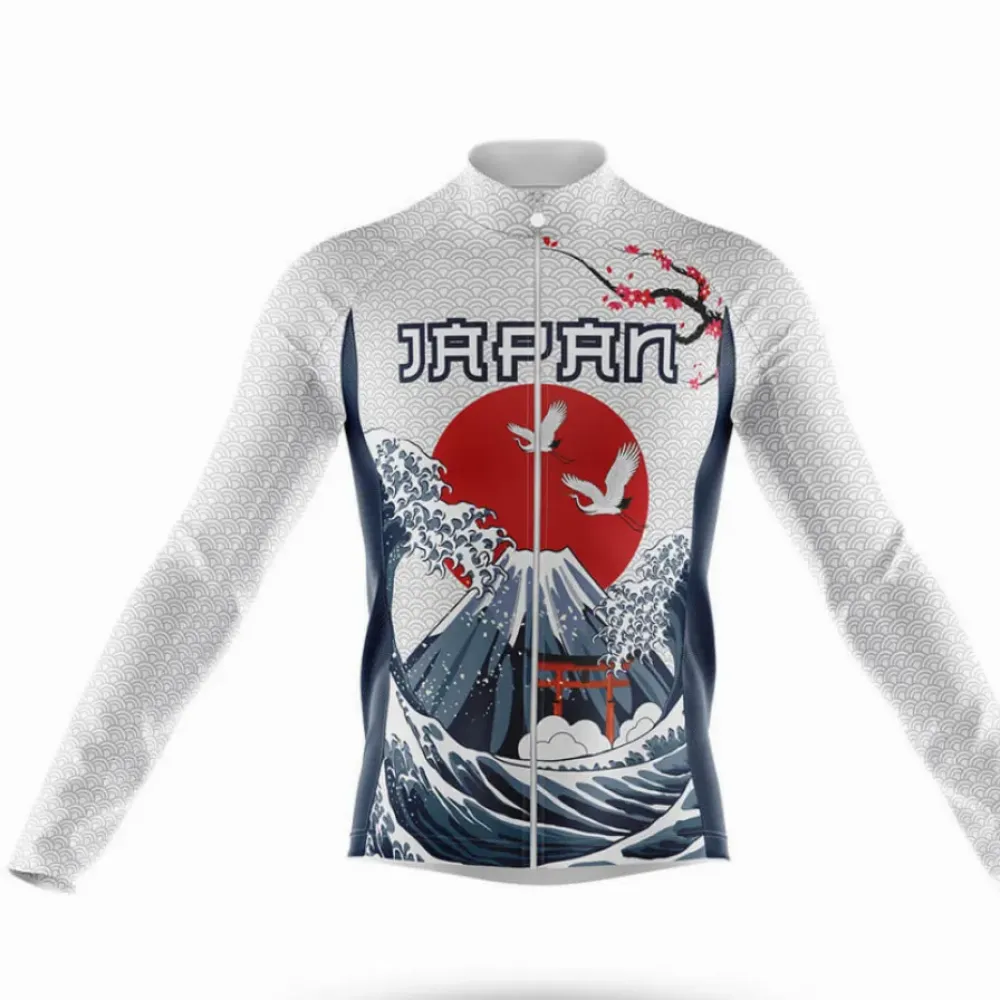Japan S3 Long Sleeve Cycling Jersey White/Red/Navy
