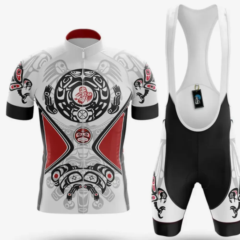 Cycling Kit Native Design White/Red/Black