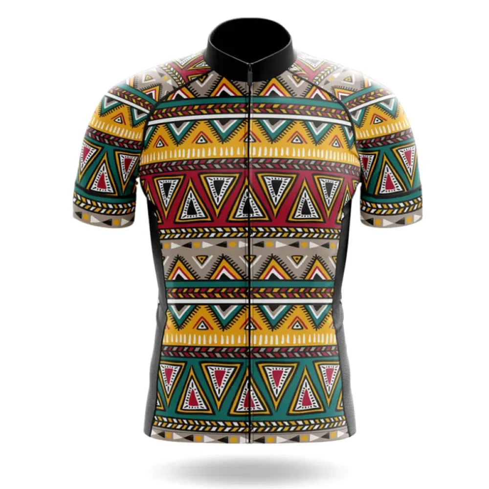 Tribal Pattern Cycling Jersey Colorful Yellow/Green/Red
