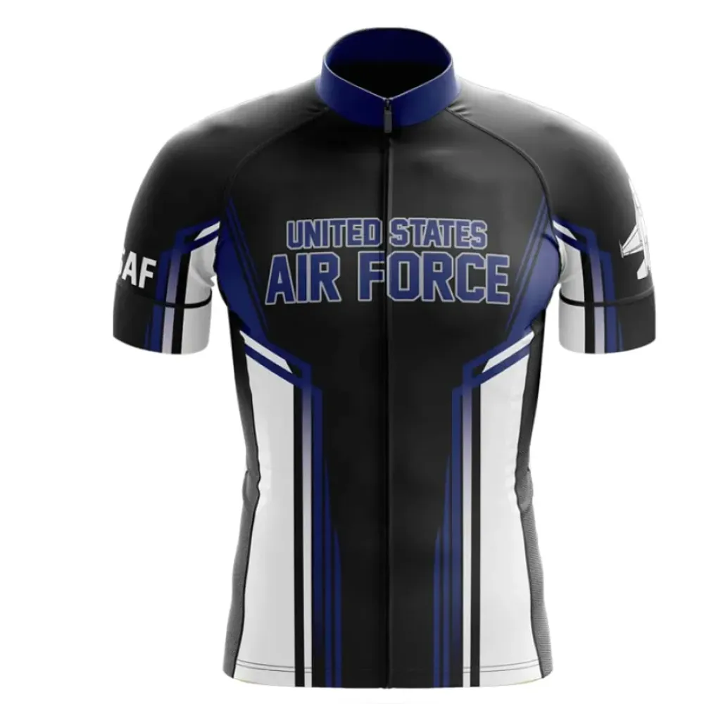 USAF Team Cycling Jersey Military Style Black/White/Blue