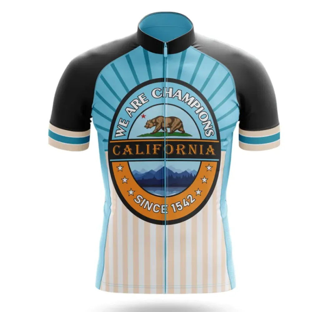 California Champions Cycling Jersey Vintage Stripes Blue/Black/Tan