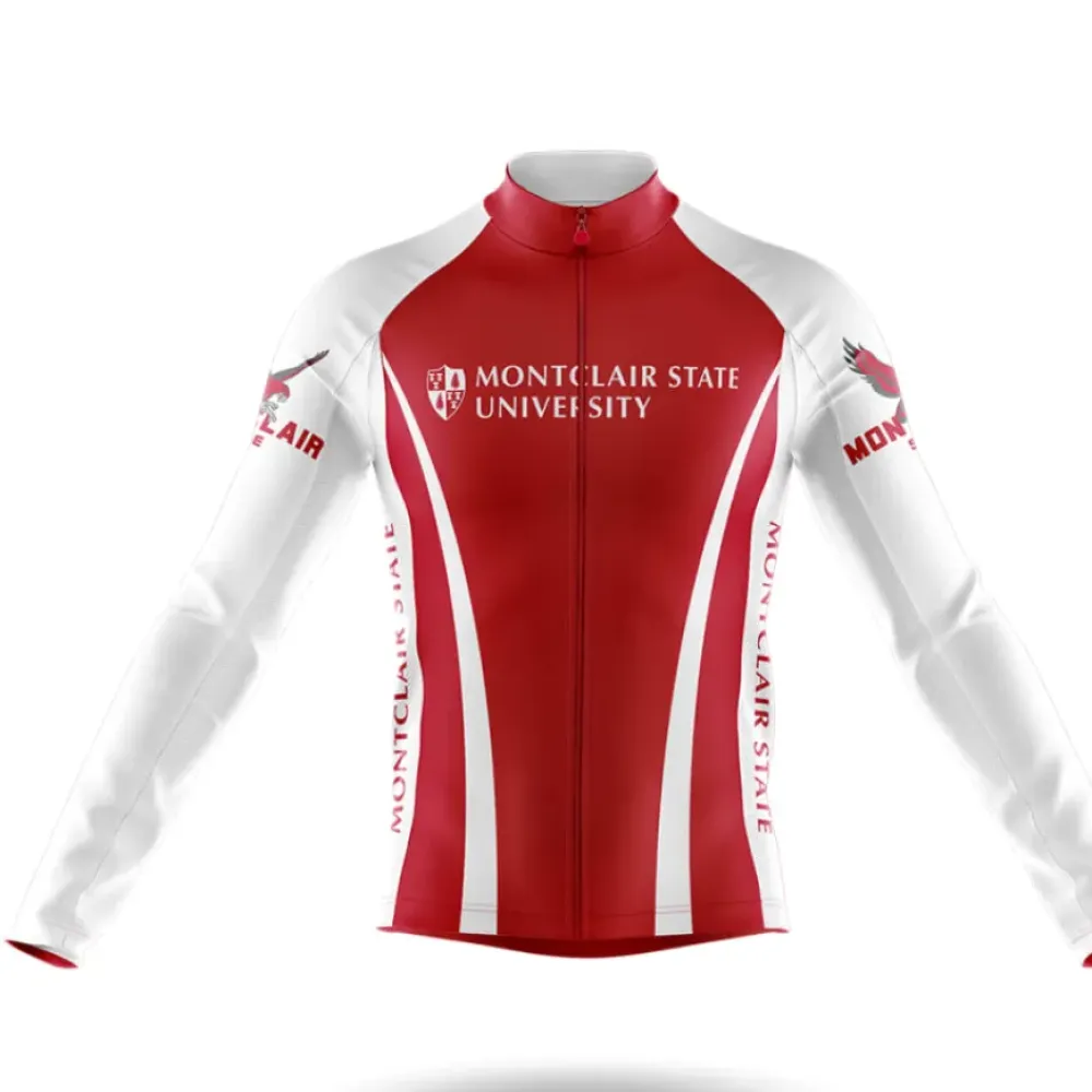 Montclair State University Long Sleeve Cycling Jersey Red/White/Black