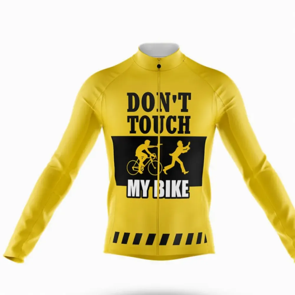 Don't Touch My Bike Long Sleeve Cycling Jersey Yellow/Black/Gold