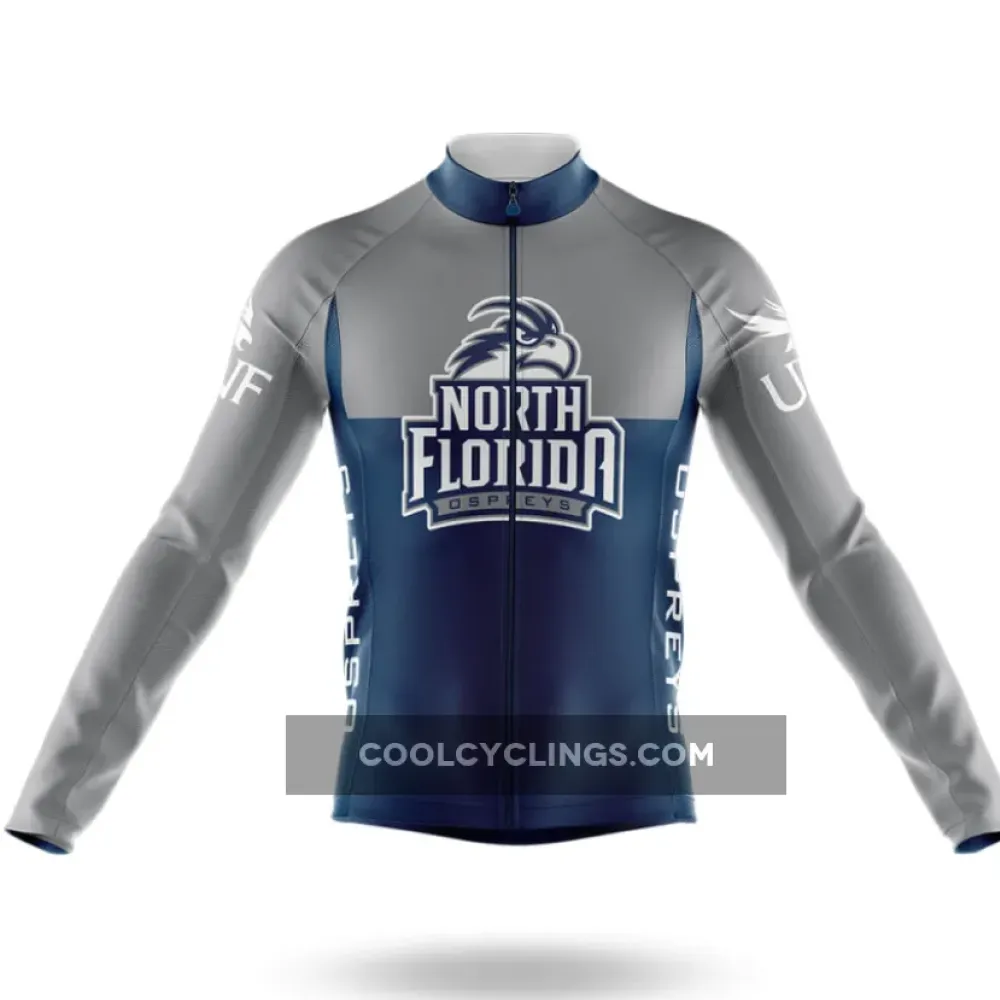 University of North Florida Long Sleeve Cycling Jersey Navy/Grey/White