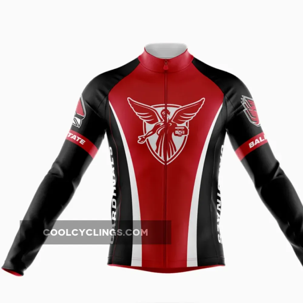 Ball State University Long Sleeve Cycling Jersey Red/Black/White