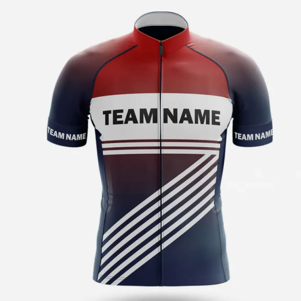 Custom S3 Cycling Jersey Team Name Navy/Red/White