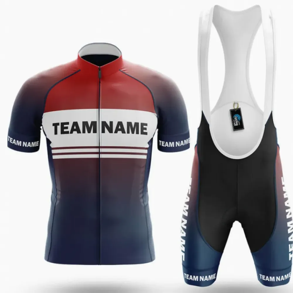 Custom Team Name S2 Cycling Kit Full Set Navy/Red/White