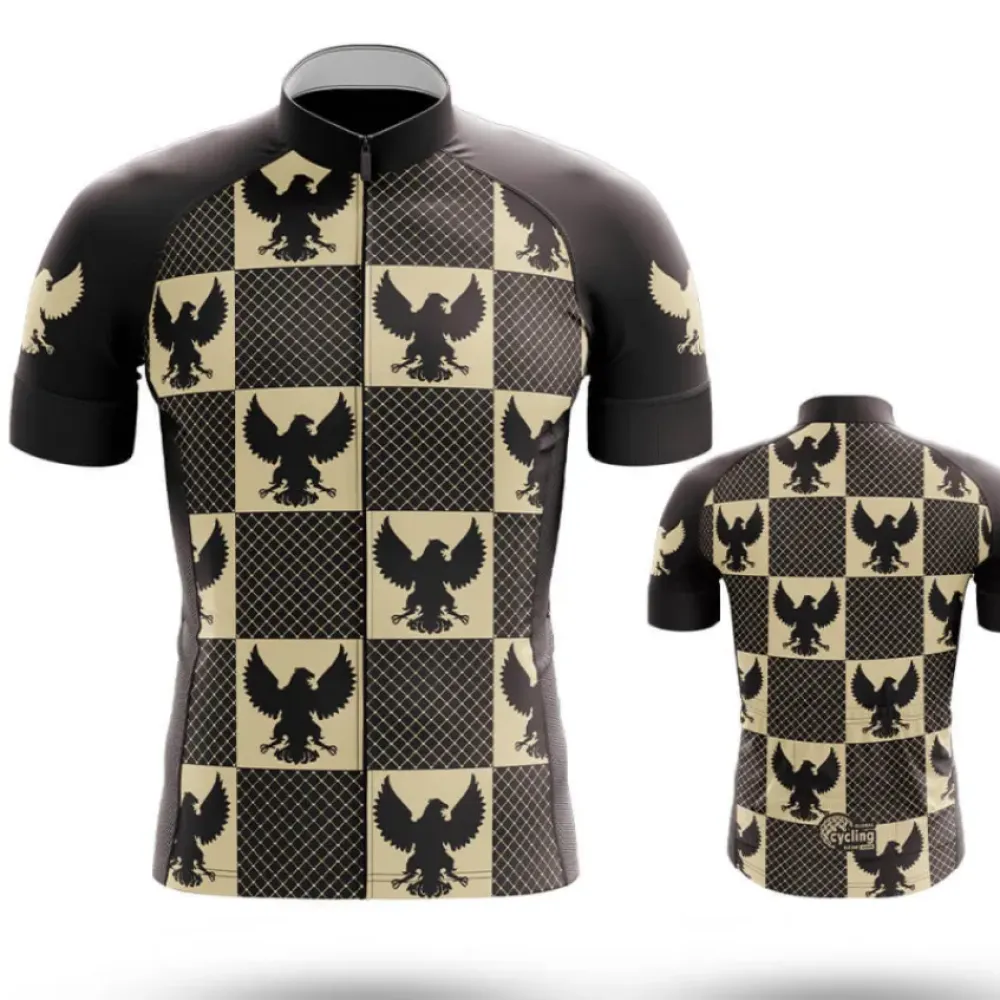 Retro Eagle Cycling Kit Checkerboard Black/Gold/Silver