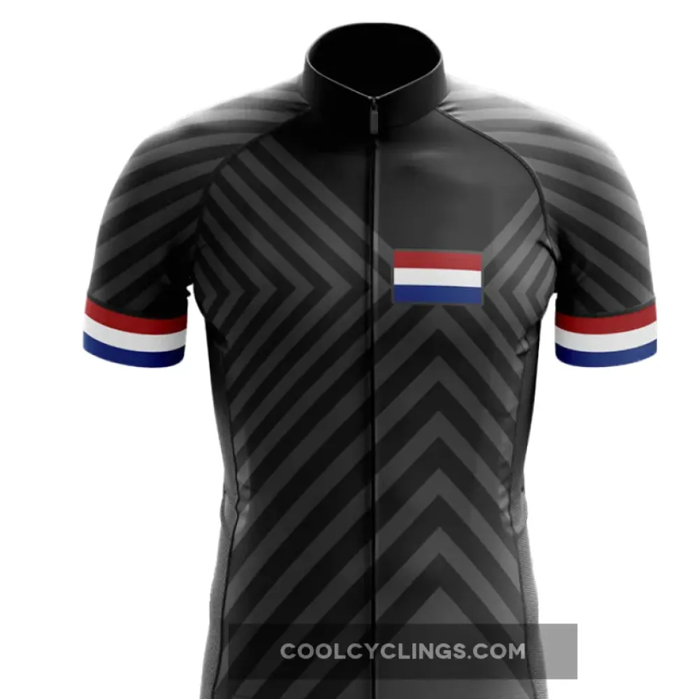 Netherlands V13 Black Cycling Jersey Blue/Red/White