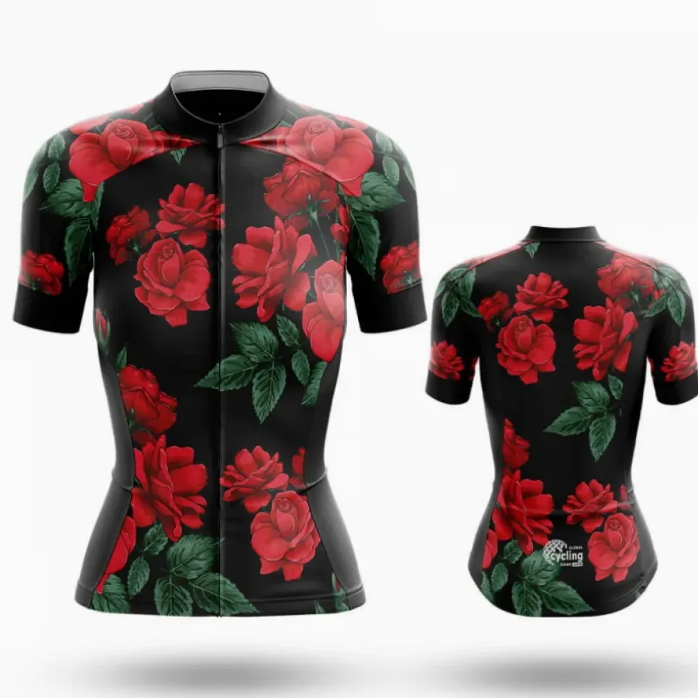 Global Cycling Vintage Rose Short Sleeve Jersey Black/Red/Green