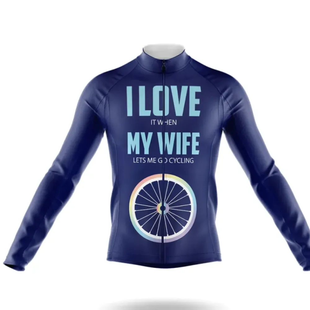Cycling Jersey I Love My Wife Navy/Blue/Purple