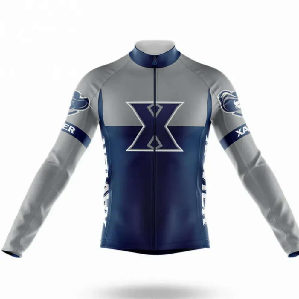 Xavier University Long Sleeve Cycling Jersey Modern Navy/Grey/White