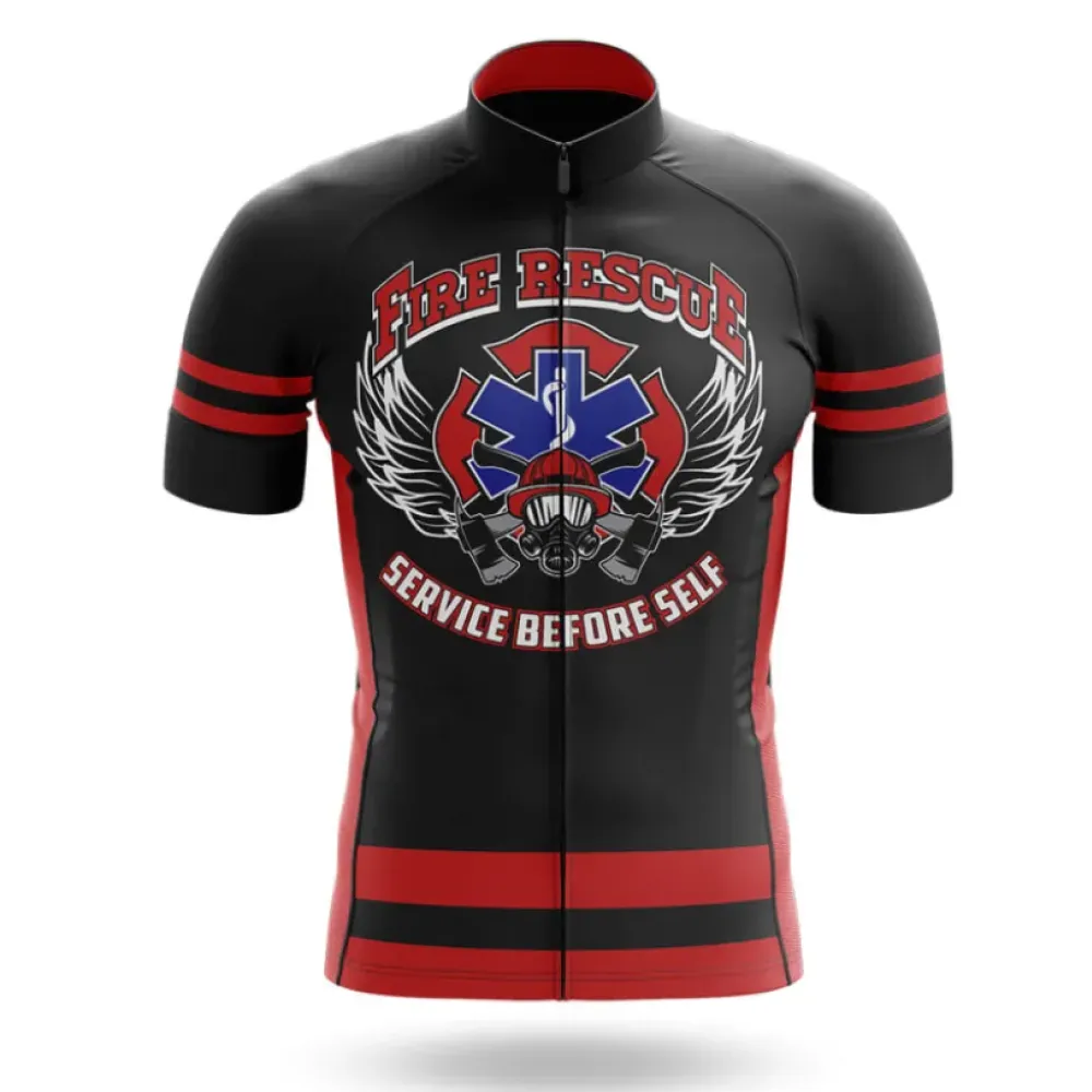 Fire Rescue Cycling Jersey Service Before Self Black/Red/White