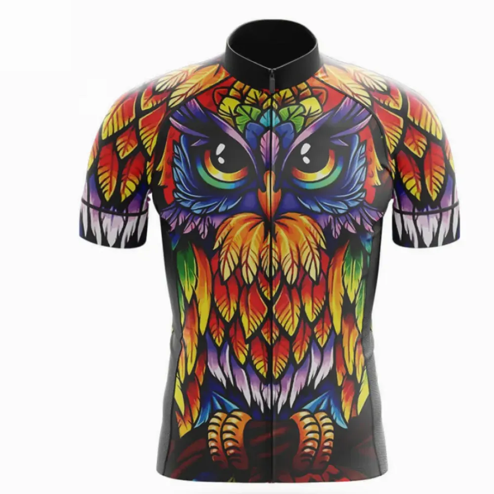 Rainbow Owl Cycling Jersey Colorful Yellow/Red/Purple