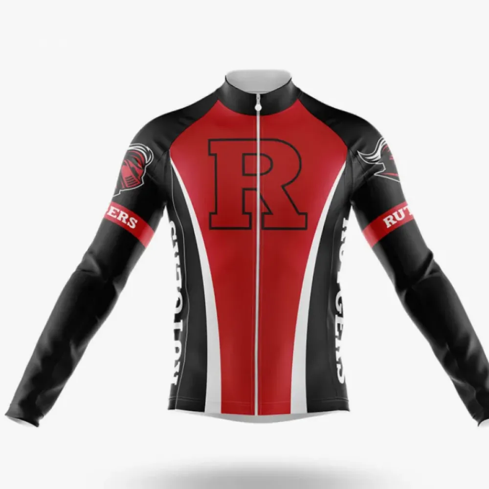 Rutgers University Long Sleeve Cycling Jersey Red/Black/White