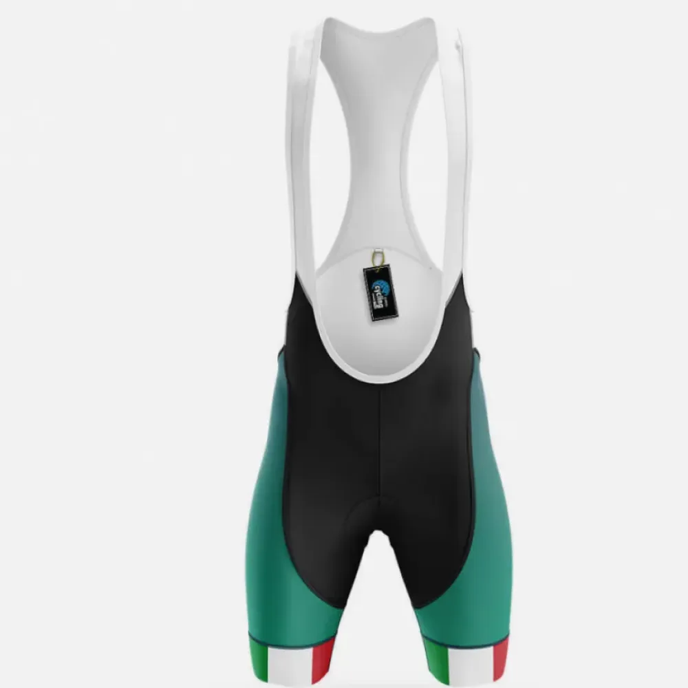 Italian Men's Cycling Bibs Italian Flag Green/White/Black