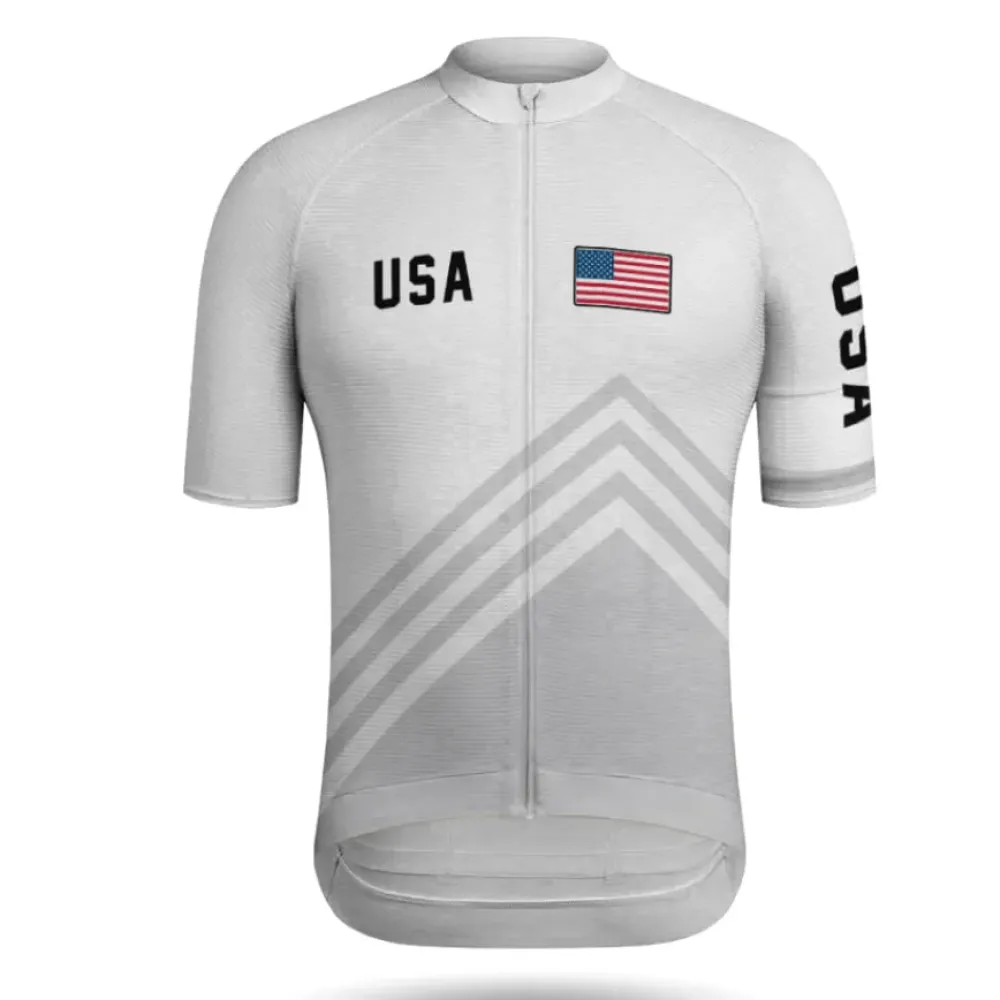 USA Premium Cycling Jersey White/Gray/Grey