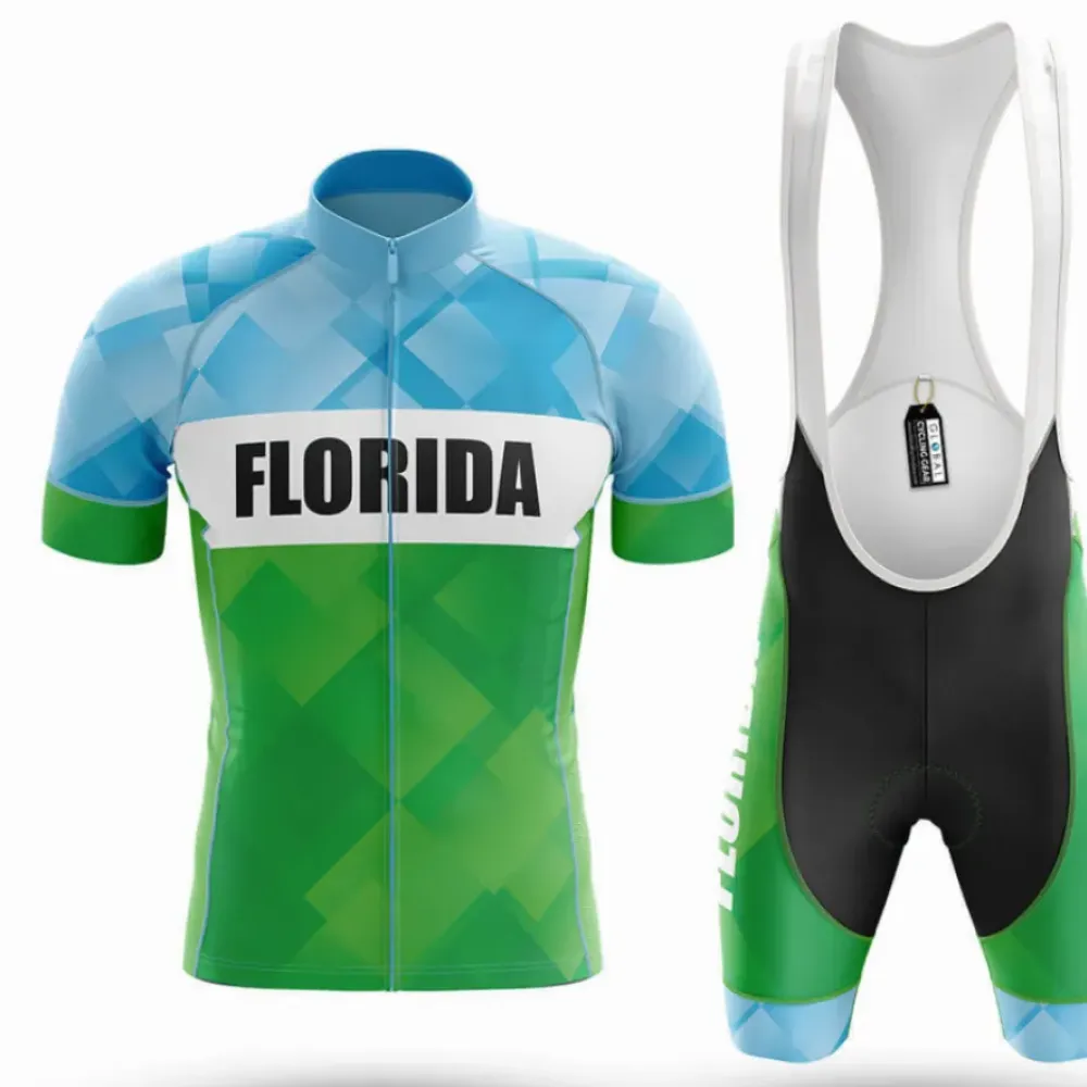 Florida S3 Cycling Kit Full Set Green/Blue/White