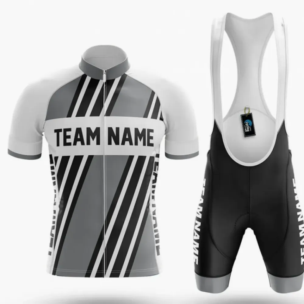 Cycling Kit Custom Team Name Grey/White/Black