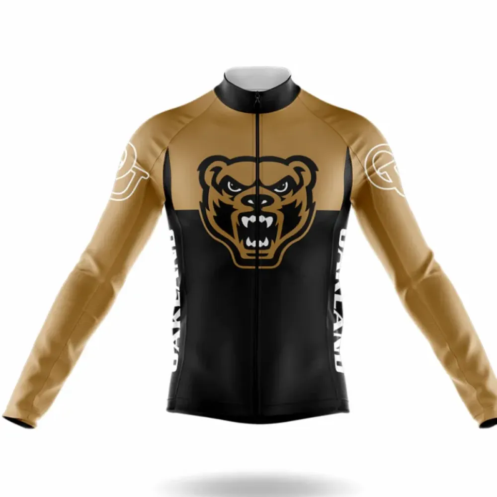 Oakland University Long Sleeve Cycling Jersey Black/Gold/Silver