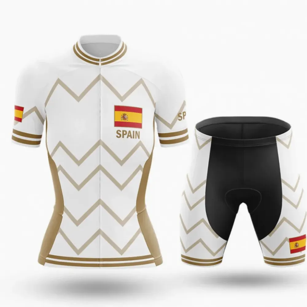 Spain Women V17 Cycling Kit White/Gold/Red