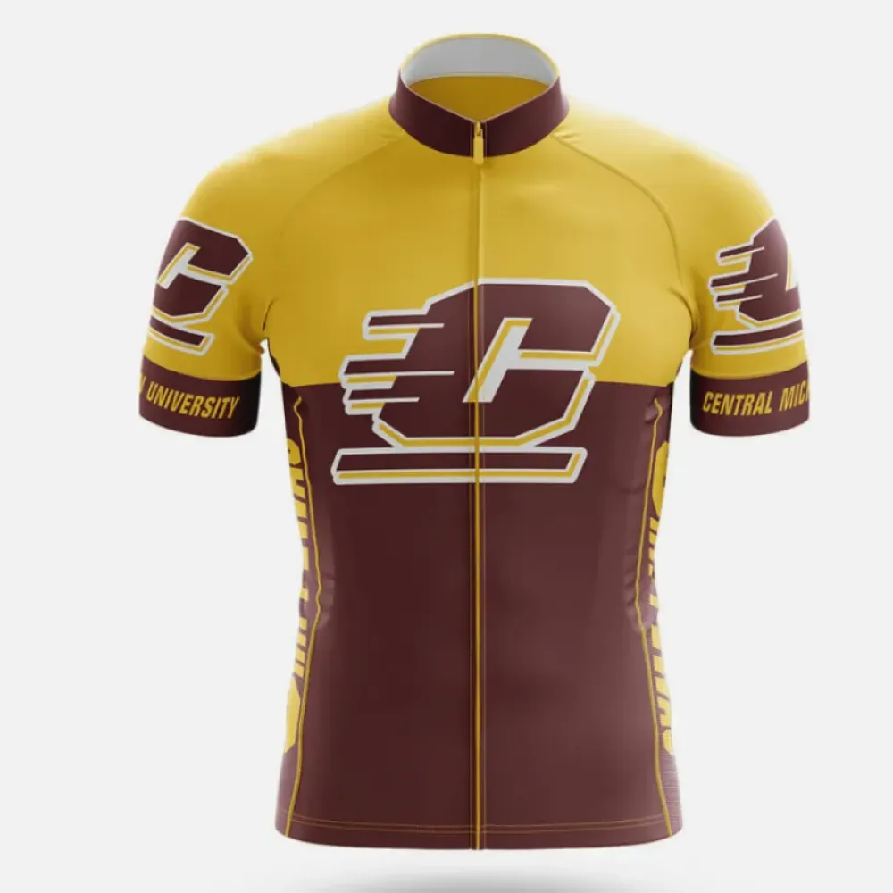 Central Michigan University Cycling Jersey Unique Design Yellow/Brown/Gold