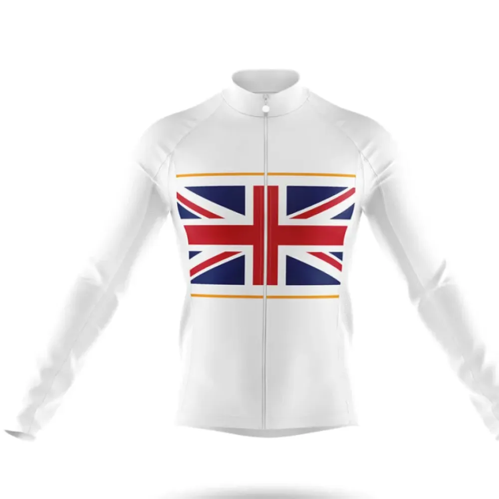 Great Britain Flag Long Sleeve Cycling Jersey White/Red/Blue