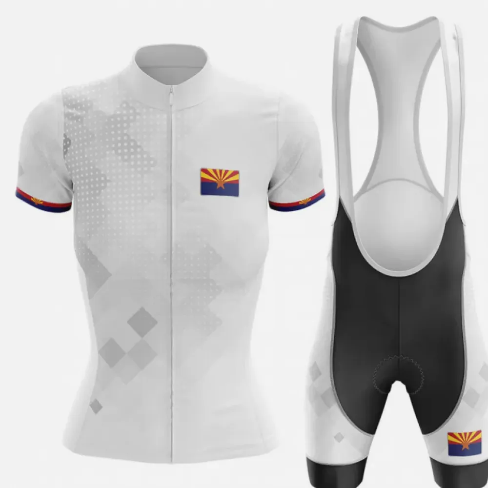 Arizona Women Cycling Kit Jersey   Bib Shorts White/Black/Grey