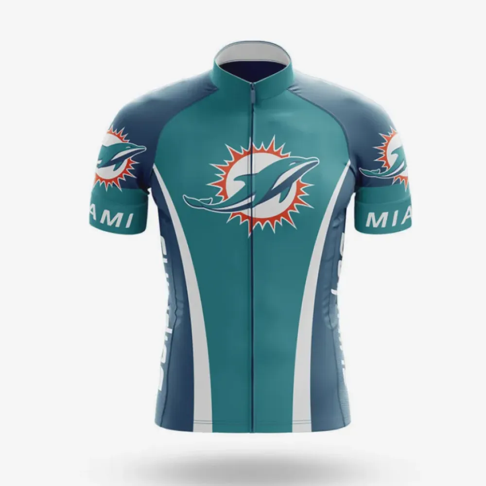 Miami Dolphins Cycling Jersey Teal/White/Dark Blue