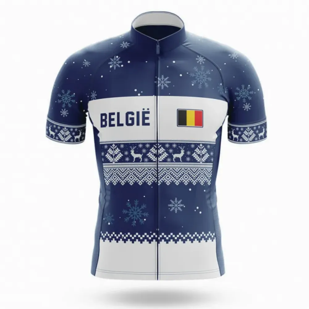 België Xmas Cycling Jersey Navy/White/Grey