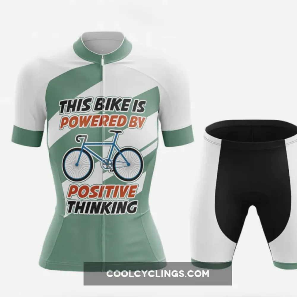 Positive Thinking Women Cycling Kit Green/White/Black