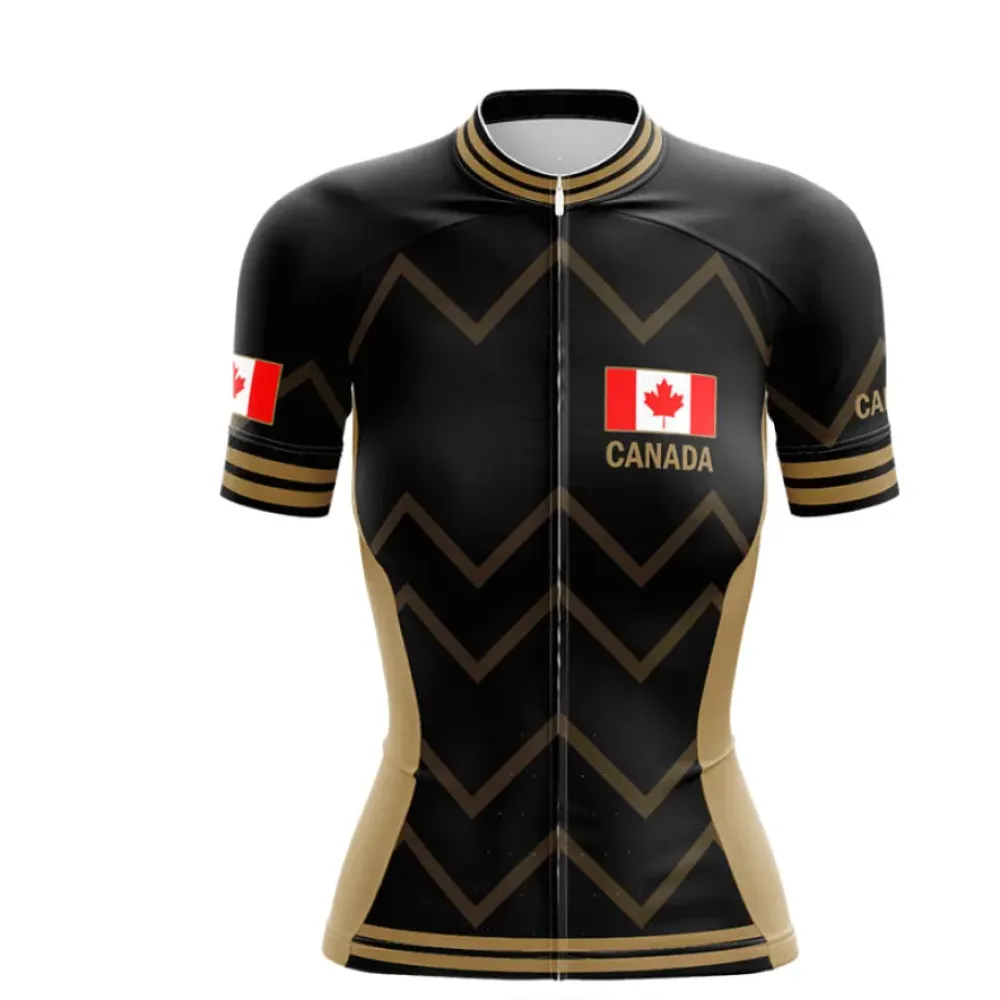 Canada Women V17 Cycling Jersey Black/Gold/Red