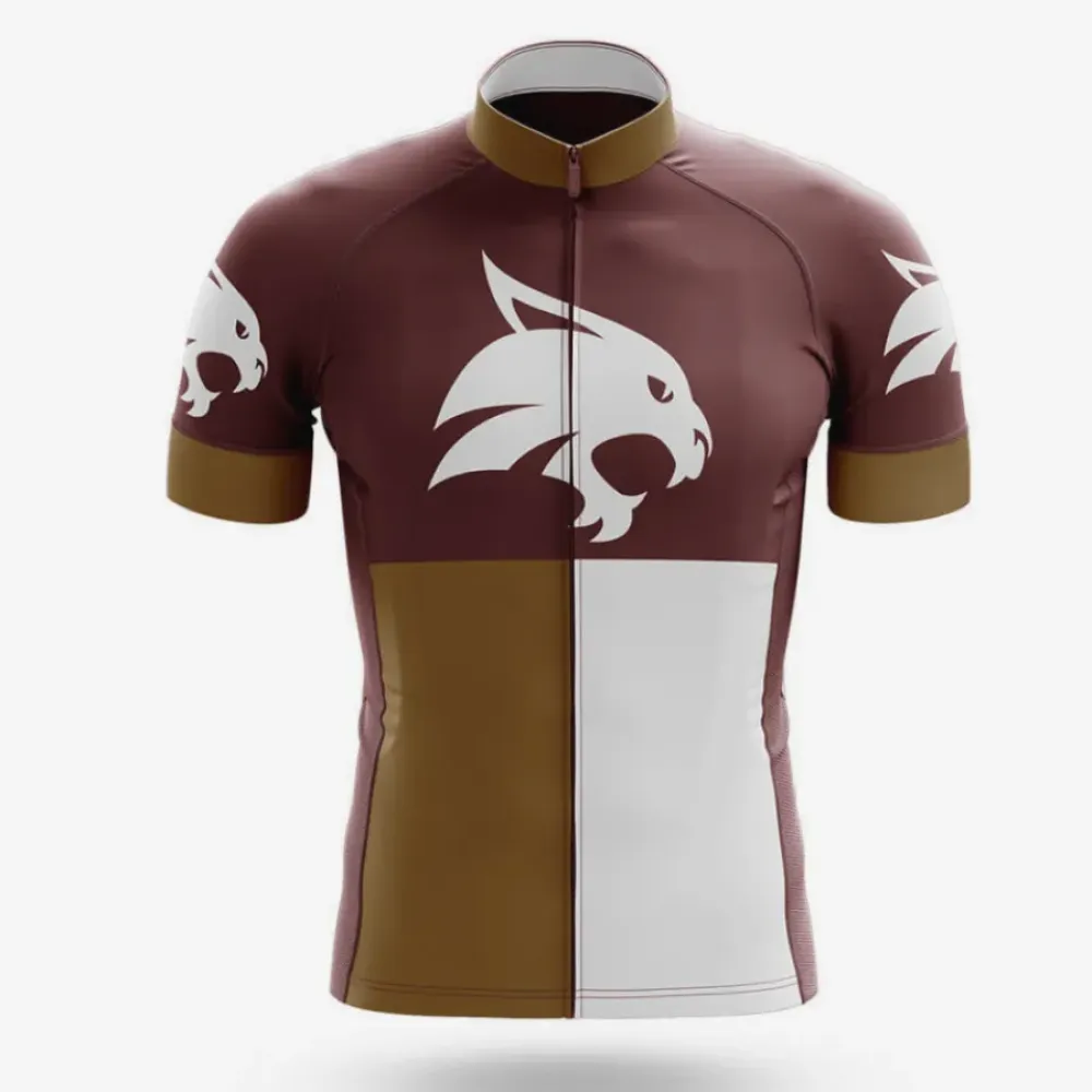 Texas State University TX Cycling Jersey Wildcat Maroon/Gold/White
