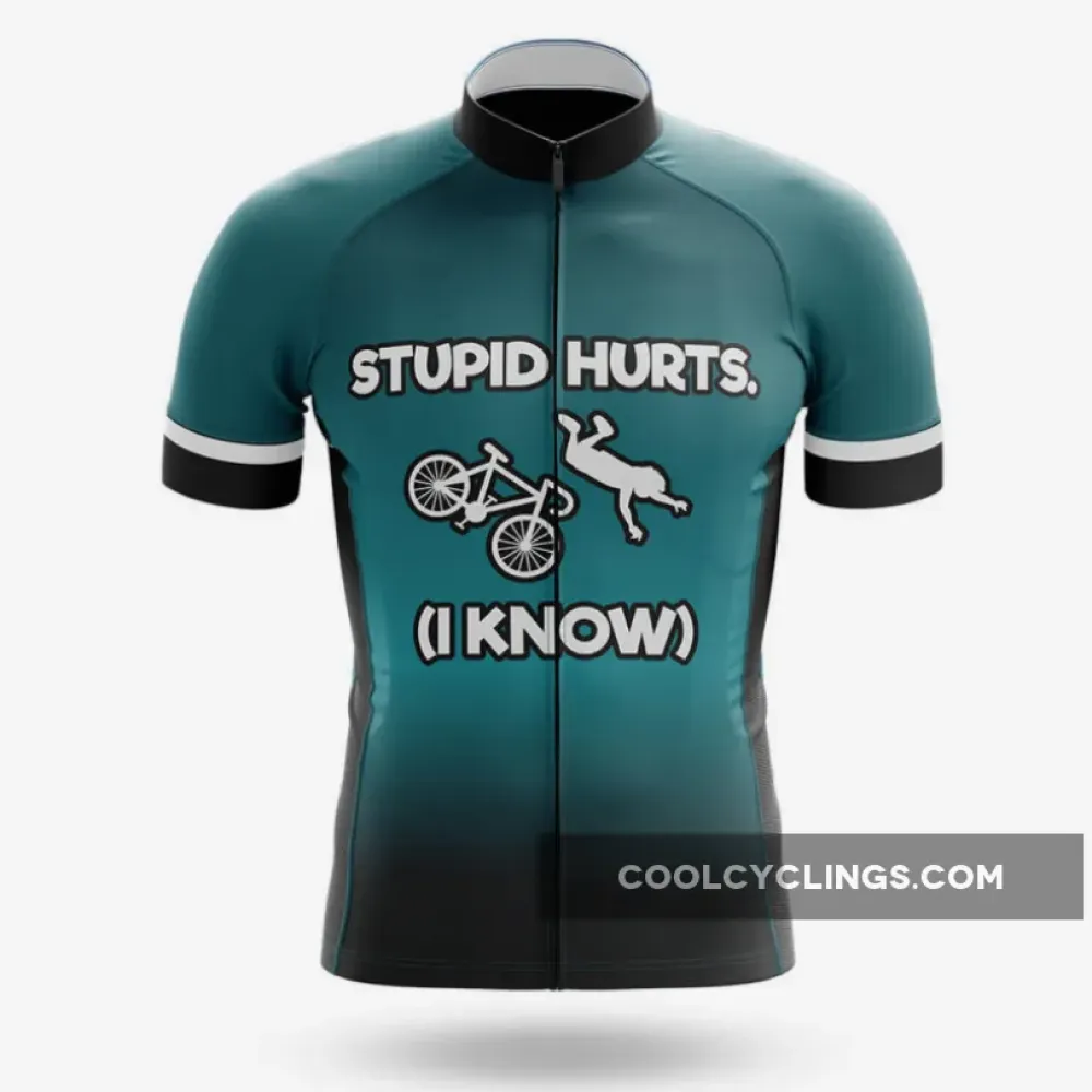 Cycling Jersey Stupid Hurts Teal/Black/White