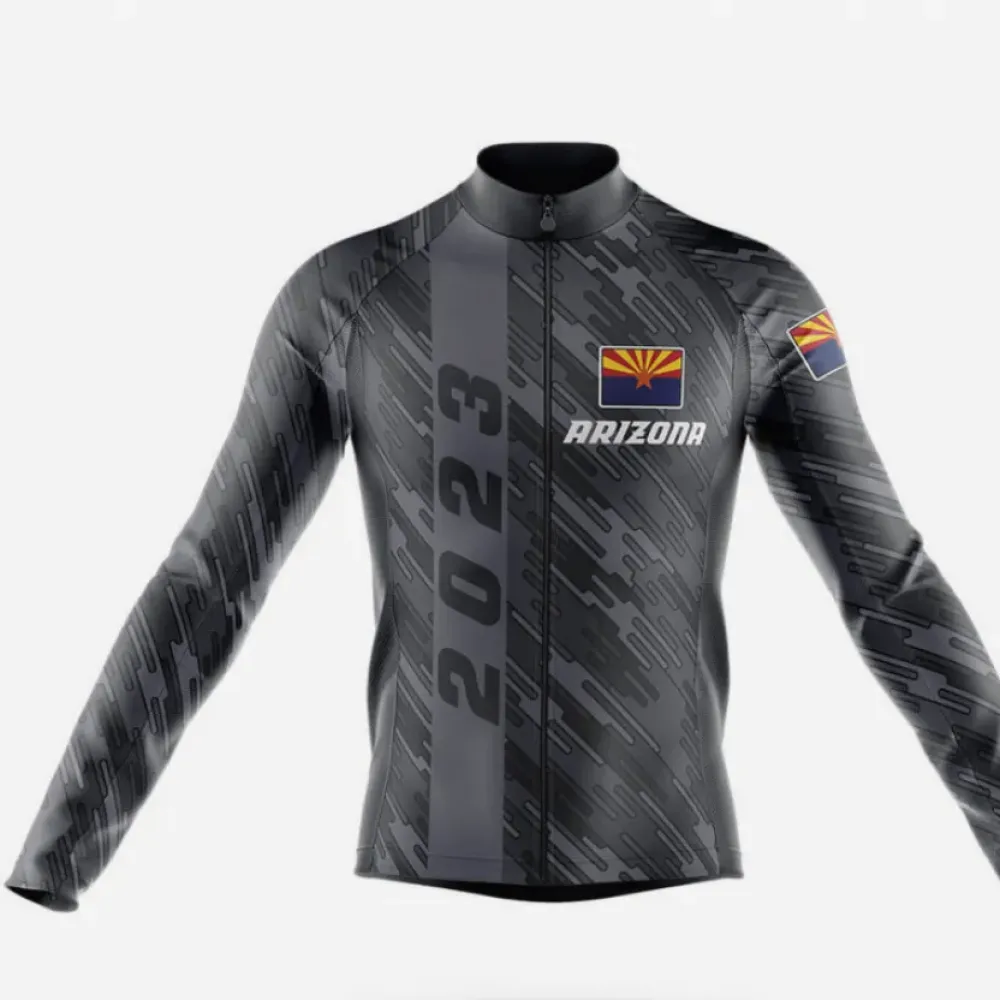 Arizona 2023 Long Sleeve Cycling Jersey Modern Camo Black/Gray/Silver