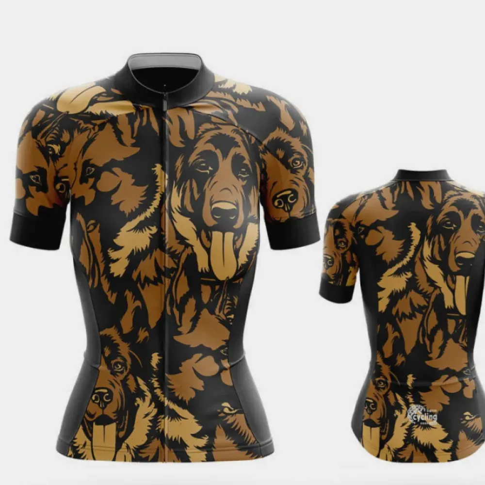 German Shepherd Women's Cycling Kit Short Sleeve Jersey Brown/Black/Gold