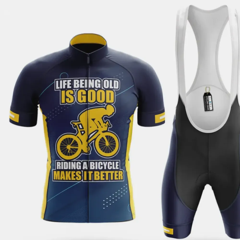 Cycling Kit Life Being Old Is Good Navy/Yellow/White